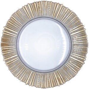 Solar Glass Charger Plate in Gold 13inches