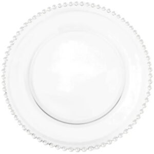 Beaded Glass Charger Plate in Clear 13inches