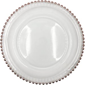 Beaded - Glass Charger Plate in Rose Gold