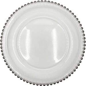 Beaded Glass Charger Plate in Sliver 13inches