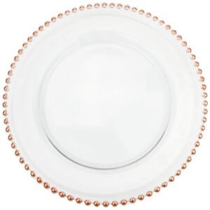 Beaded Glass Charger Plate in Rose Gold 13inches