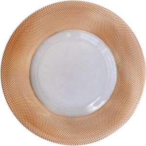 Dotted Glass Charger Plate in Rose Gold 13inches