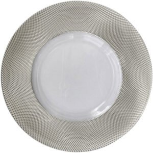 Dotted Glass Charger Plate in Sliver 13inches