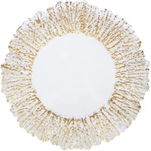 Floral Glass Charger Plate in GoldItem 13inches