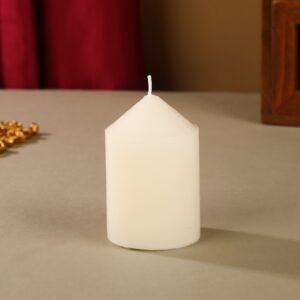 Tall 2 x 3 Inch 65 Hour Long Burning Unscented Ivory Wax Pillar Candles 5x7.5cm