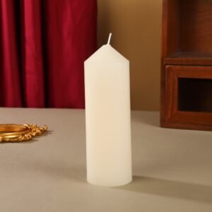 Tall 2.5x4 Inch 50Hour Long Burning Unscented Ivory Wax Pillar Candles 6x10cm
