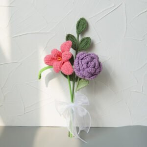 Multi-head Handmade Flower Flower Finished Flower Pink and Purple