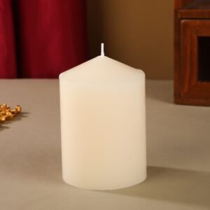 Tall 3x4 Inch 60Hour Long Burning Unscented Ivory Wax Pillar Candles 7x10cm