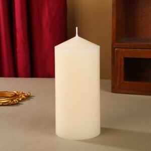 Tall 3x6 Inch 70Hour Long Burning Unscented Ivory Wax Pillar Candles 7x15cm