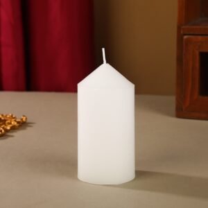 Tall 3x6 Inch 45Hour Long Burning Unscented White Wax Pillar Candles 7x7.5cm