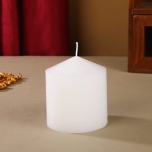 Tall 2x3 Inch 24Hour Long Burning Unscented White Wax Pillar Candles 5x7.5cm