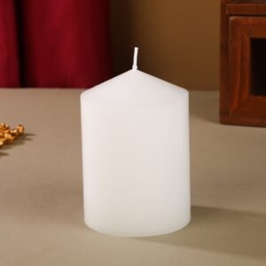 Tall 3x4 Inch 60Hour Long Burning Unscented White Wax Pillar Candles 7x10cm