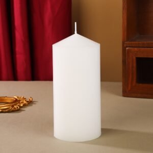 Tall 3x6 Inch 70Hour Long Burning Unscented White Wax Pillar Candles 7x15cm