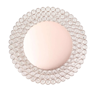 Wired Metal Charger Plate 14" Round Rose Gold with Acrylic Crystal Beads - Decorative Dinner Charger Tableware