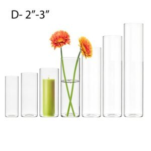 D 3″ x H 12″ Glass Cylinder Bud Vase D 8cm x H 30cm