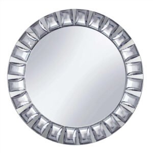 Glass Mirror Charger Plates 13" Round Silver with Jeweled Rim Premium Decorative Dinner Party Charger Tableware