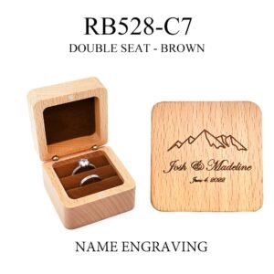 GM02-40 Wooden Jewelry Brown Lines Round Double