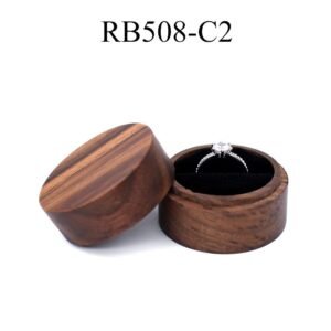 GM02-31 Wooden Jewelry Box Black Lines Round Single