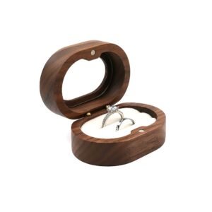GM02-2 Wooden Jewelry Box White lining Square Double-Slot Walnut Ring Box