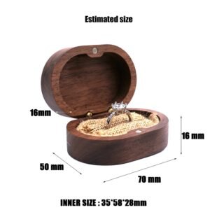 GM02-9 Wooden Jewelry Box Flax Lines Square Single Slot Walnut Ring Box