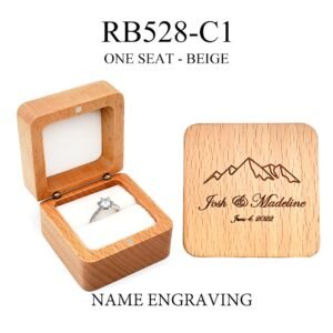 GM02-42 Wooden Jewelry Box White Lines Round Single