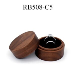 GM02-35 Wooden Jewelry Box Black Lines Round Double