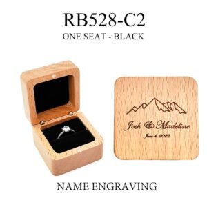 GM02-43 Wooden Jewelry Box Black Lines Round Single