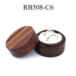 GM02-36 Wooden Jewelry Box White Lines Round Double