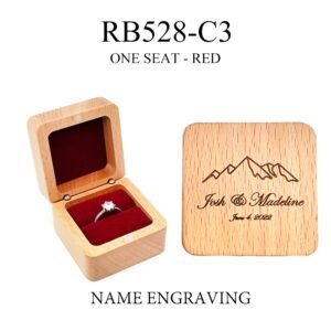 GM02-44 Wooden Jewelry Box Red Lines Round Single