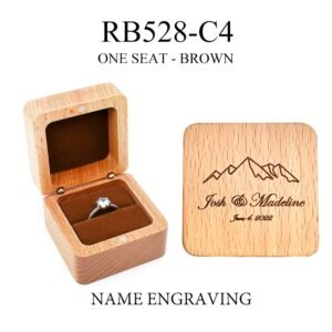 GM02-45 Wooden Jewelry Box Brown Lines Round Single