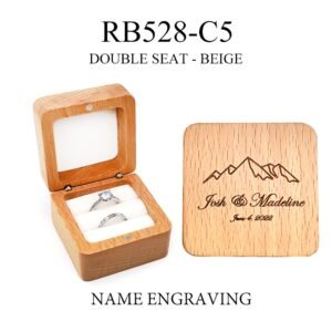 GM02-48 Wooden Jewelry Box White Lines Round Double